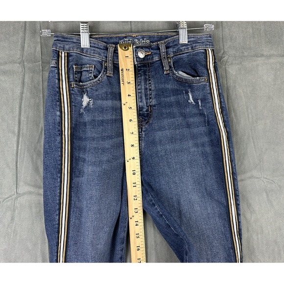 Wild Fable Skinny Jeans Juniors Denim High Rise Distressed Side Stripe 25x27 - Picture 7 of 9